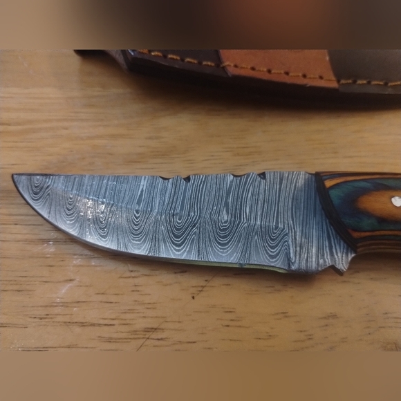 New Damascus steel blade men's hunting knife with sheath - Picture 2 of 8